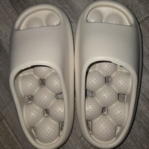 Adult Cream Slide Sandals For Pool Or Shower